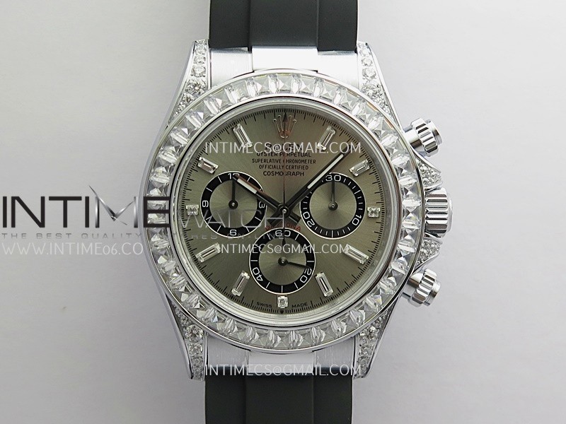 Daytona 126539 Gain Weight Diamond Bezel QF Silver Dial T Diamond On Oysterflex Strap SH4131 (Free Sprung)