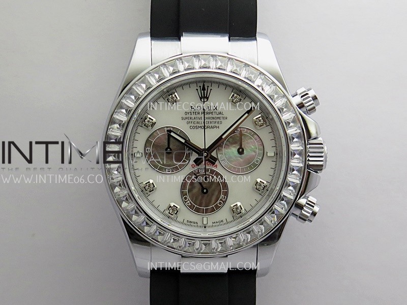 Daytona 126589 Gain Weight QF White MOP Dial Diamond Marker On Oysterflex Rubber Strap SH4131 (Free Sprung)