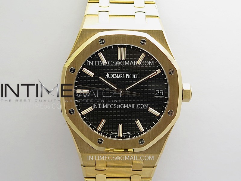 Royal Oak 41mm 15500 RG V2 ZF 1:1 Best Edition Black Textured Dial on SS Bracelet Super Clone SH4302