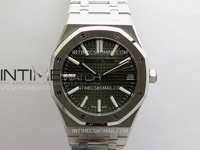 Royal Oak 41mm 15510 SS VSF 1:1 Best Edition Green Textured Dial On SS Bracelet Super Clone DD4302