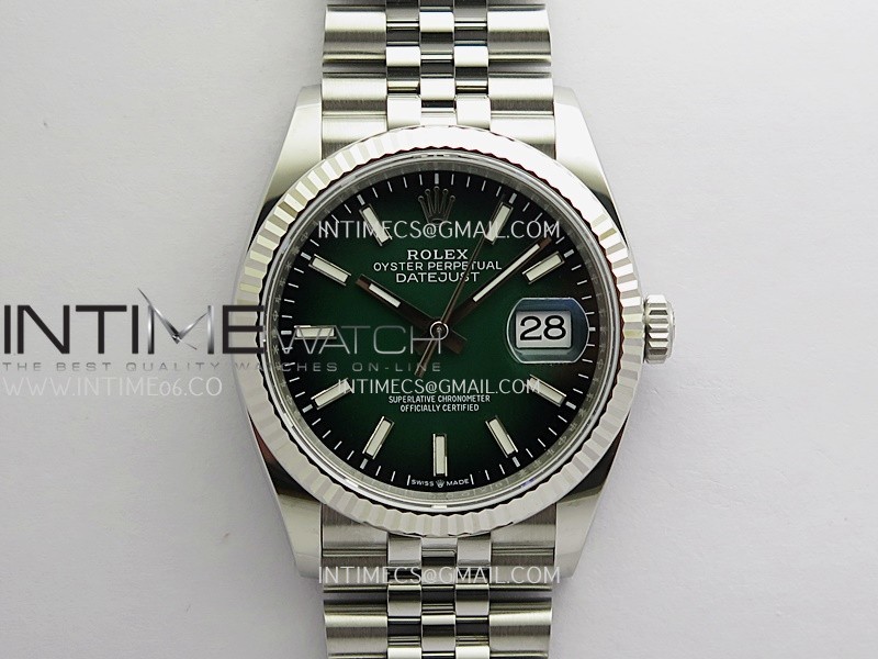 DateJust 126234 36mm 904L SS V2 VSF 1:1 Best Edition Green Ombre Dial Stick Marker On Jubilee Bracelet DD3235