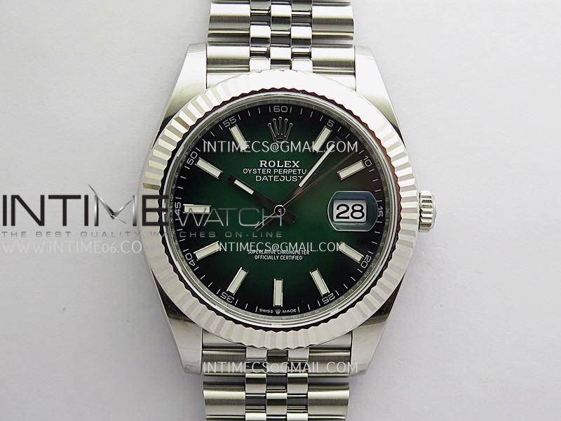 DateJust 41 126334 904L SS V2 VSF 1:1 Best Edition Green Ombre Dial Stick Marker On Jubilee Bracelet DD3235