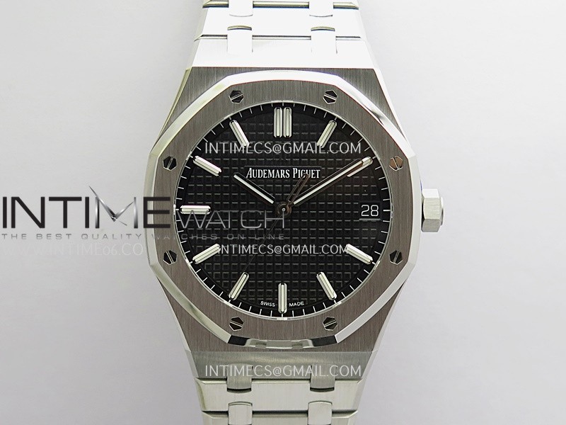 Royal Oak 41mm 15500 SS ZF Free Sprung V2 1:1 Best Edition Black Textured Dial On SS Bracelet Super Clone A4302