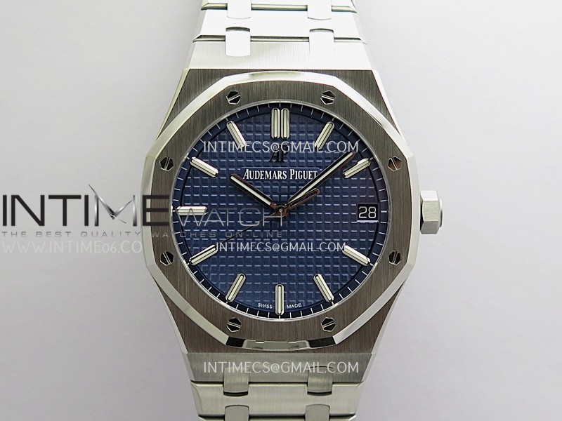 Royal Oak 41mm 15500 SS ZF Free Sprung V2 1:1 Best Edition Blue Textured Dial On SS Bracelet Super Clone A4302