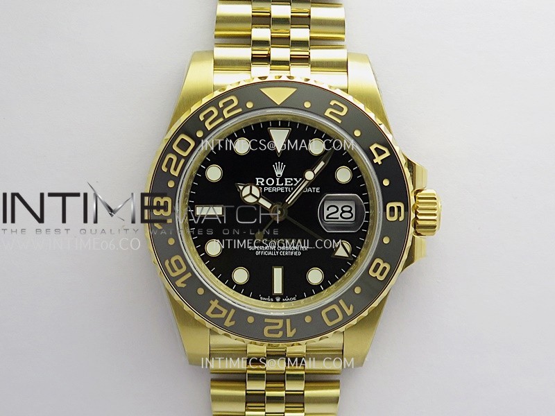 GMT Master II 126718 GRNR Gain Weight QF 1:1 Black Dial On YG Jubilee Bracelet SH3285 CHS (Free Sprung)