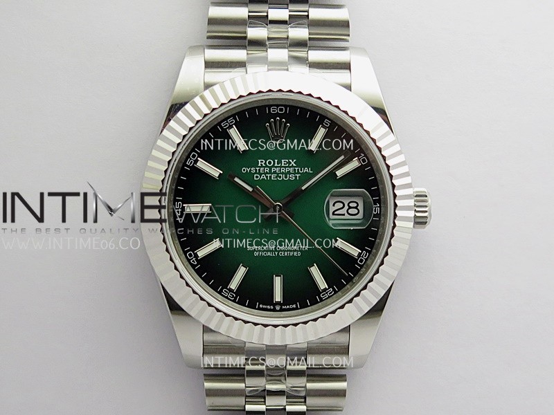DateJust 41mm 126334 904 SS QF V2 1:1 Green Ombre Dial Stick Marker On Jubilee Bracelet SH3235 (Free Sprung)