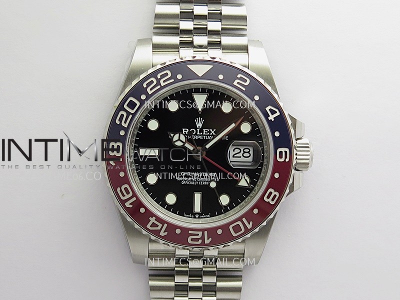 GMT-Master II 126710 BLRO Blue/Red V2 904L SS QF 1:1 Black Dial On Jubilee Bracelet SH3285 CHS (Free Sprung)