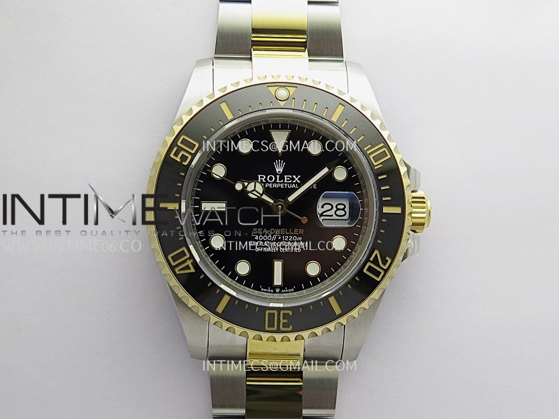 Sea-Dweller 126600 43mm 904L SS/YG QF 1:1 Best Black Dial On Oyster Bracelet SH3235 (Free Sprung)