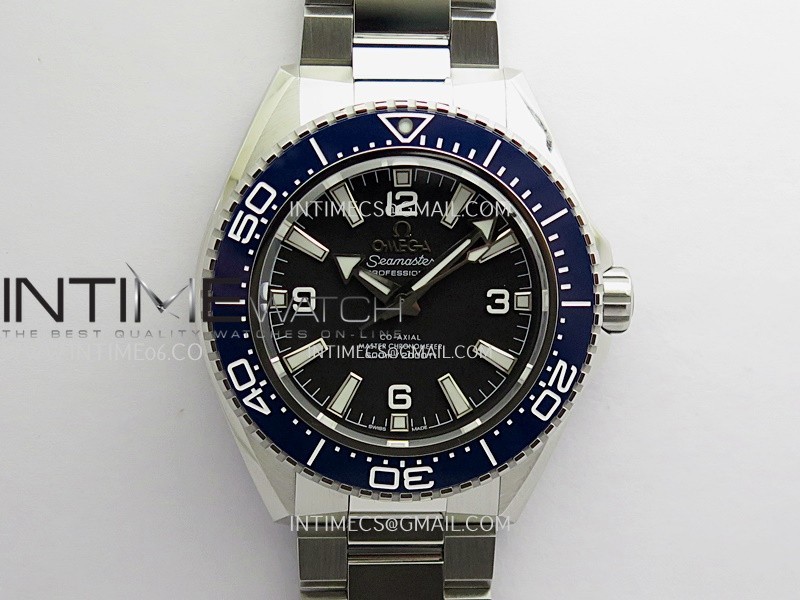 Seamaster 2025 New Model 217.32.42.21.01 Blue Ceramic Bezel VS+F Black Dial On SS Bracelet A8912 (Free Rubber Strap)