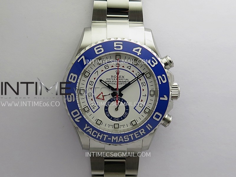 YachtMaster II 116680 Blue Ceramic Bezel SS KF 1:1 Best White Dial (Old Version) on Bracelet A7750