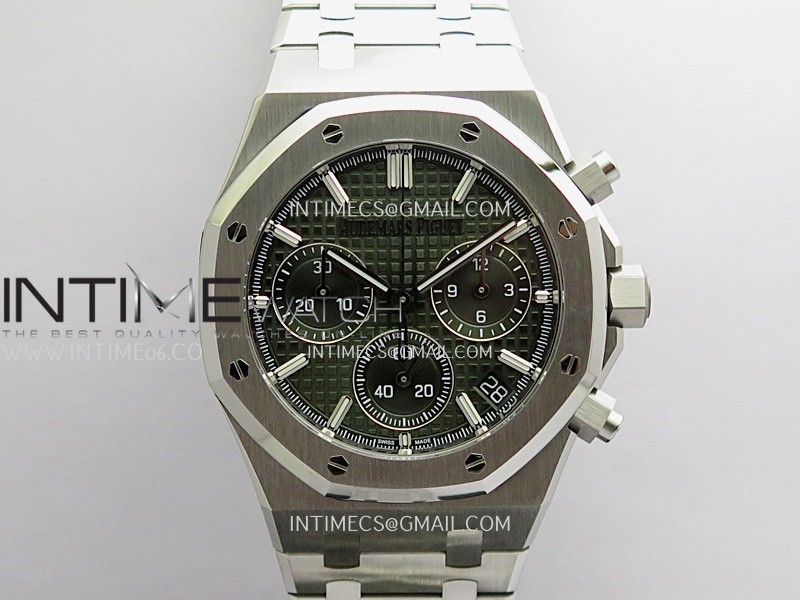 Royal Oak Chrono 26240 SS V2 ZF 1:1 Best Edition Green Dial On SS Bracelet SA4401 Super Clone (Free Sprung)