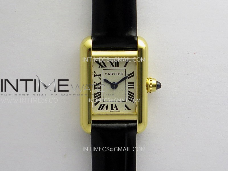 Tank Must Mini 16.5mm YG 8848F 1:1 Best Edition White Dial On Black Leather Strap Ronda Quartz