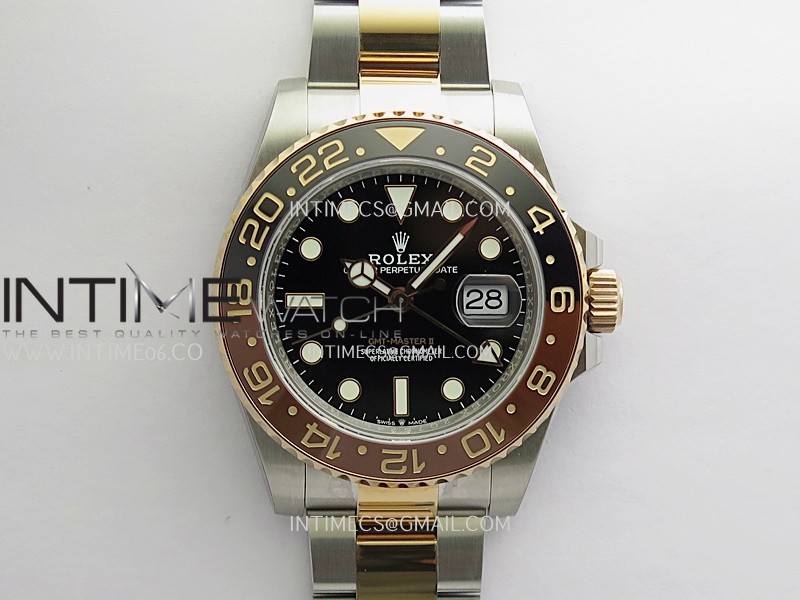 GMT-Master II 126711 CHNR 904L SS QF 1:1 Black Dial On SS/RG Oyster Bracelet SH3285 CHS (Free Sprung)