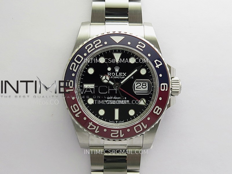 GMT-Master II 126710 BLRO Blue/Red V2 904L SS QF 1:1 Black Dial On Oyster Bracelet SH3285 CHS (Free Sprung)