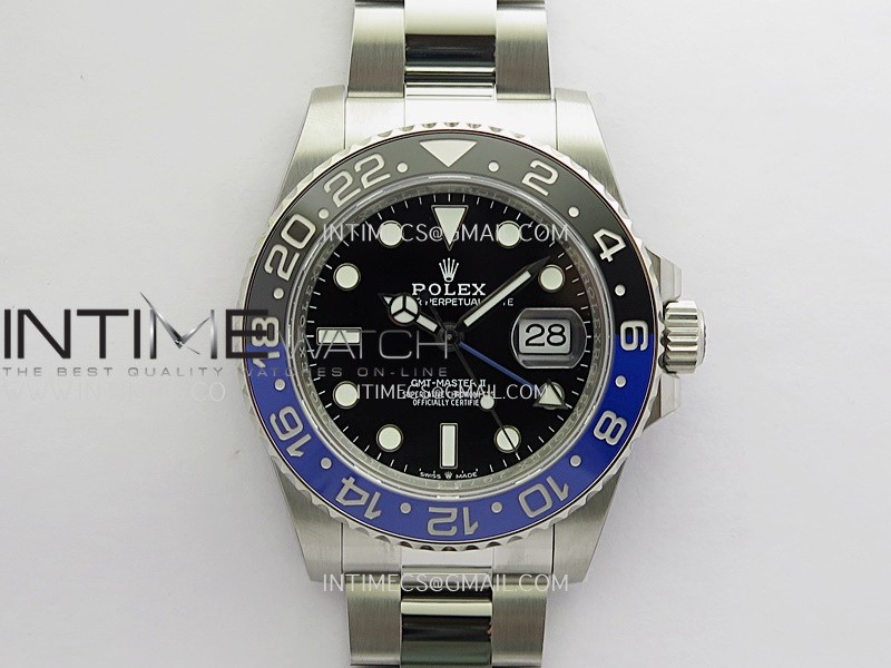 GMT-Master II 126710 BLNR Black/Blue V2 904L SS QF 1:1 Black Dial On Oyster Bracelet SH3285 CHS (Free Sprung)