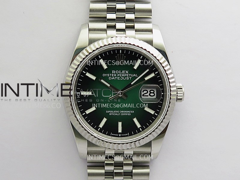 DateJust 36 126234 SS BP 1:1 Best Edition Green Ombre Dial Stick Marker On Jubilee Bracelet