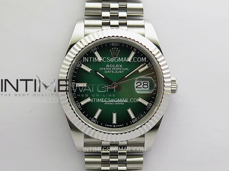DateJust 41 126334 SS BP 1:1 Best Edition Green Ombre Dial Stick Marker On Jubilee Bracelet