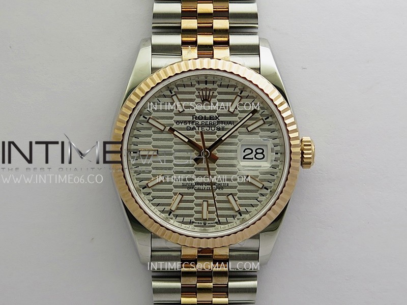 DateJust 36 SS 126231 904L SS/RG VSF 1:1 Best Edition Silver Fluted Dial Stick Markers on Jubilee Bracelet VS3235