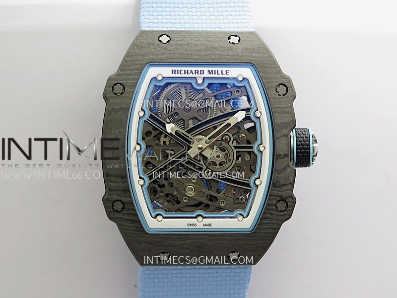 RM67-02 Black NTPT Umi Office 1:1 Blue/Tiffany Blue Skeleton Dial On Tiffany Blue Nylon Strap CRMA7 Clone V2 (Free Velcro Strap)