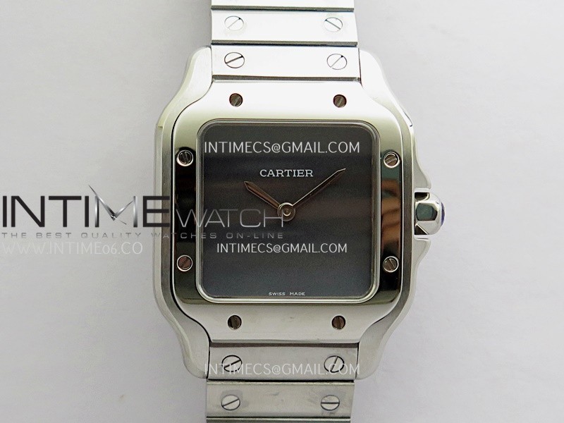 Santos de Cartier 27mm SS 8848F 1:1 Best Edition Gray Dial On SS SmartLinks Bracelet Ronda Quartz
