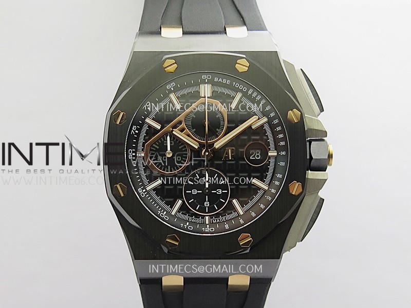 Royal Oak Offshore 44mm Black Ceramic JF 1:1 Best Edition Black/RG Dial On Black Rubber Strap A3126