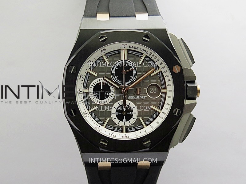 Royal Oak Offshore 44mm Black Ceramic JF 1:1 Best Edition Gray Dial On Black Rubber Strap A3126