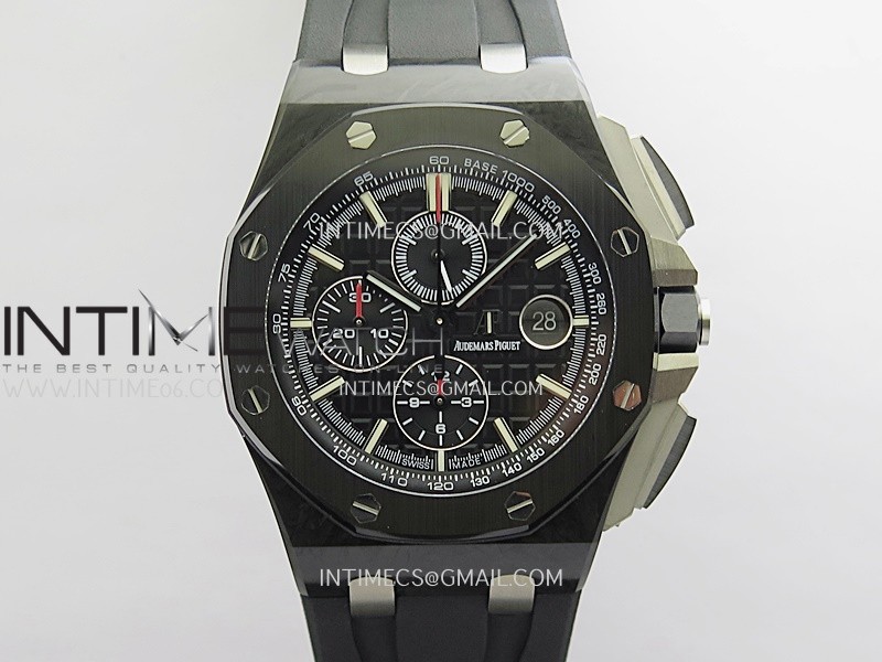 Royal Oak Offshore 44mm Carbon JF 1:1 Best Edition Dark Black Dial On Black Rubber Strap A3126