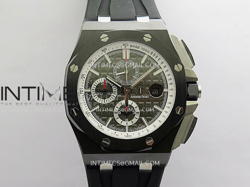 Royal Oak Offshore 44mm Black Ceramic JF 1:1 Best Edition Dark Gray Dial On Black Rubber Strap A3126