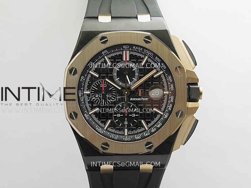 Royal Oak Offshore 44mm Carbon JF 1:1 Best Edition Dark Black Dial On Black Rubber Strap A3126