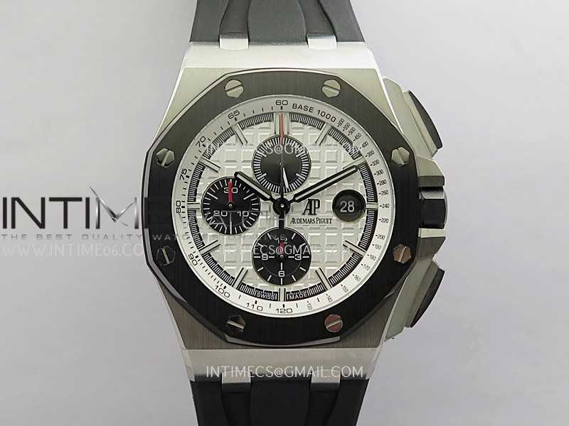 Royal Oak Offshore 44mm SS JF 1:1 Best Edition White Dial On Black Rubber Strap A3126