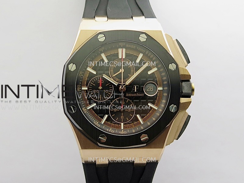 Royal Oak Offshore 44mm RG JF 1:1 Best Edition Black Dial On Black Rubber Strap A3126