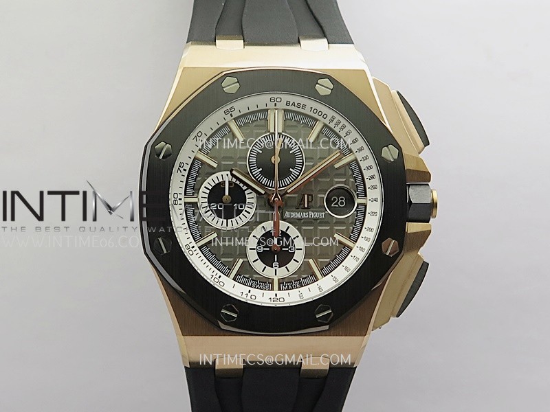 Royal Oak Offshore 44mm RG JF 1:1 Best Edition Gray Dial On Black Rubber Strap A3126