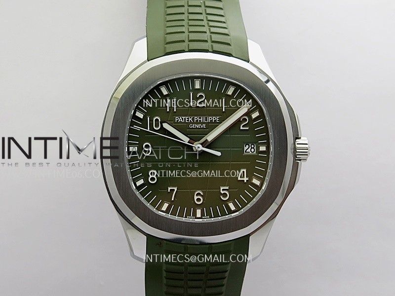 Aquanaut 5168G 42mm Gain Weight SS WSF 1:1 Best Edition Green Dial On Green Rubber Strap Super Clone DD330
