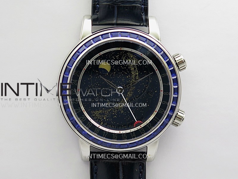 Grand Complications 6104 11P-010 SS PPF 1:1 Blue T Dia Blue Dial On Blue Leather Strap Super Clone Asian 240