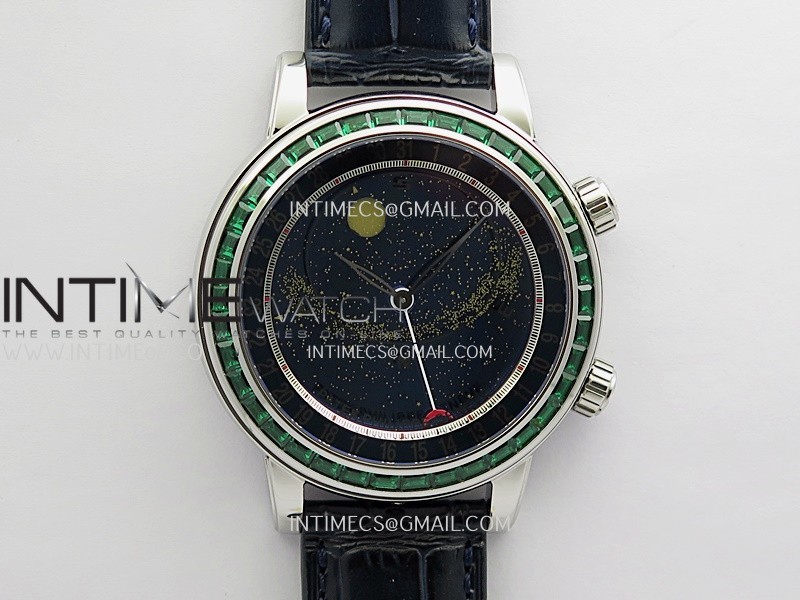 Grand Complications 6104 13P-010 SS PPF 1:1 Green T Dia Blue Dial On Blue Leather Strap Super Clone Asian 240