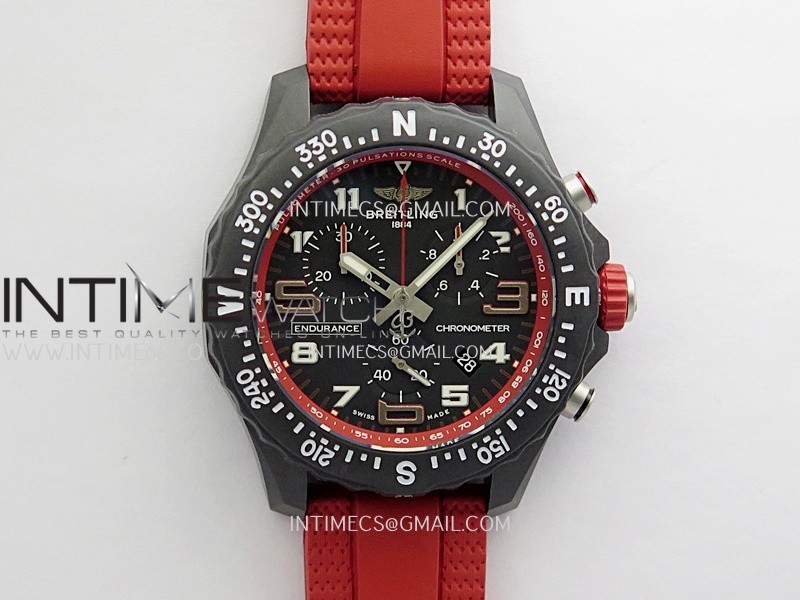 Professional Quartz Chrono Red Inner Bezel 1:1 Best Edition Black Dial On Red Rubber Strap Swiss Ronda
