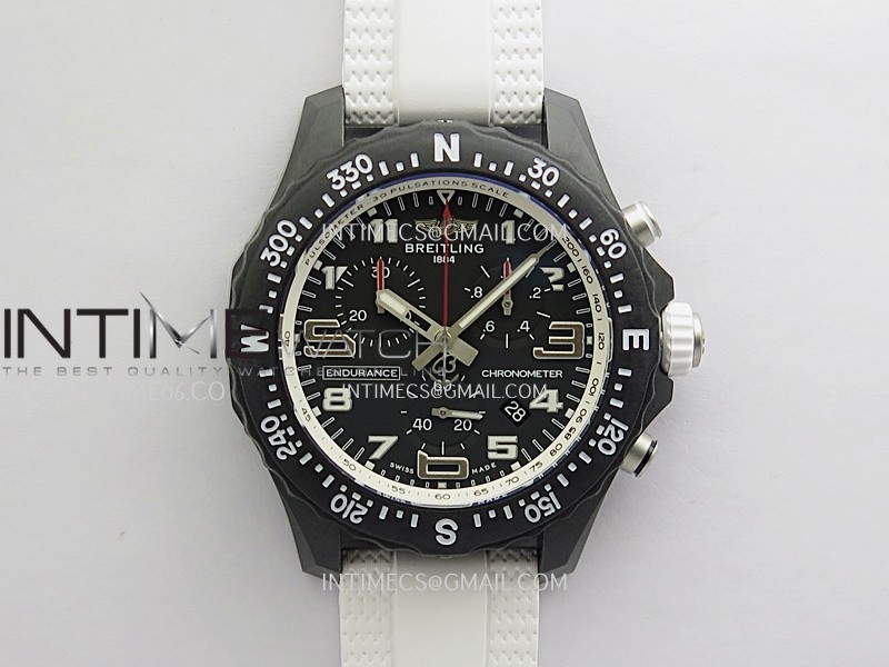 Professional Quartz Chrono White Inner Bezel 1:1 Best Edition Black Dial On White Rubber Strap Swiss Ronda