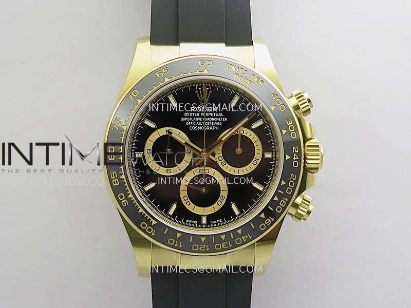 Daytona 126518 YG Gain Weight 3WF Black Dial Stick Marker On Oysterflex Strap SH4131 (Free Sprung)