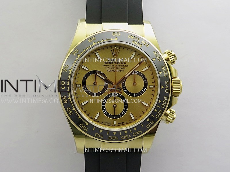 Daytona 126518 YG Gain Weight 3WF Gold Dial Stick Marker On Oysterflex Strap SH4131 (Free Sprung)