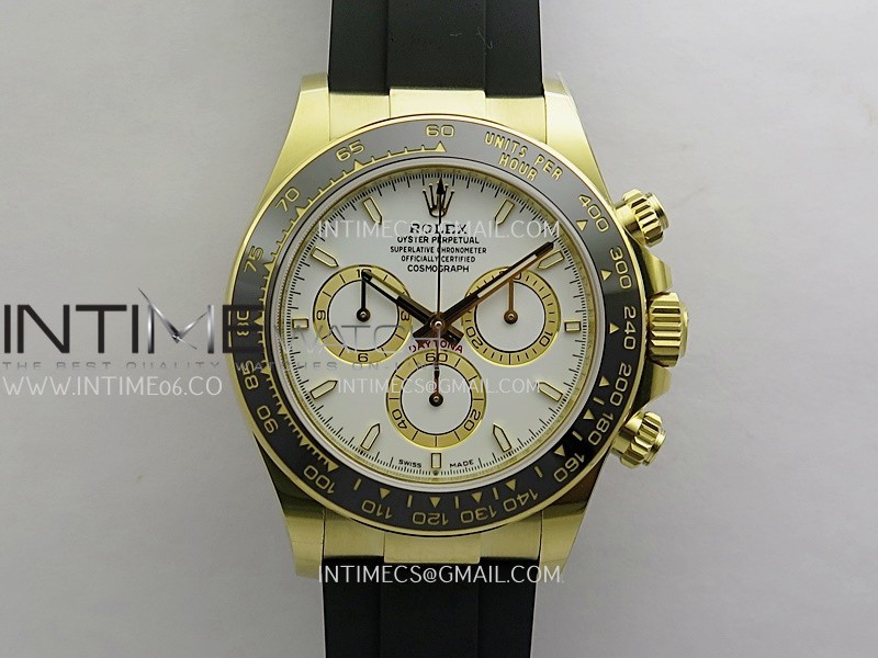 Daytona 126518 YG Gain Weight 3WF White Dial Stick Marker On Oysterflex Strap SH4131 (Free Sprung)