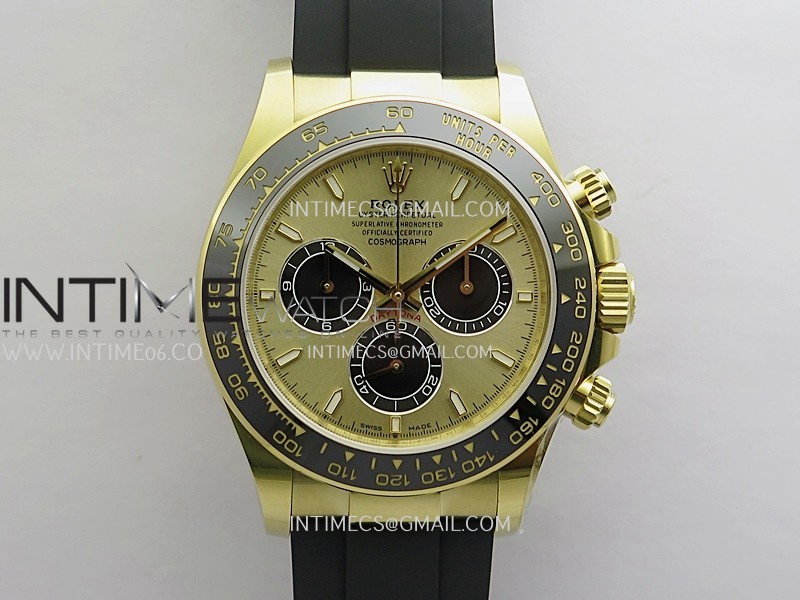 Daytona 126518 YG Gain Weight 3WF Gold Dial Black Subdial Stick Marker On Oysterflex Strap SH4131 (Free Sprung)