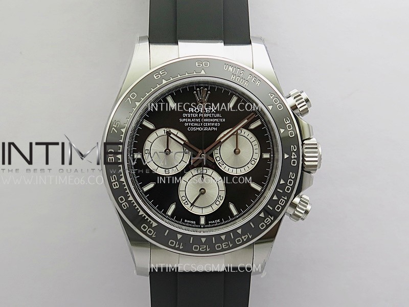 Daytona 126519 Gain Weight 3WF Black Dial Silver Subdail Stick Marker On Oysterflex Strap SH4131 (Free Sprung)
