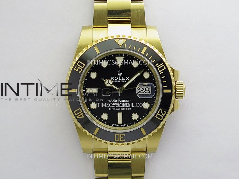 Submariner 116618 LN 904L YG Gain Weight 3WF 1:1 Best Edition Black Dial On 904L YG Bracelet DD3135