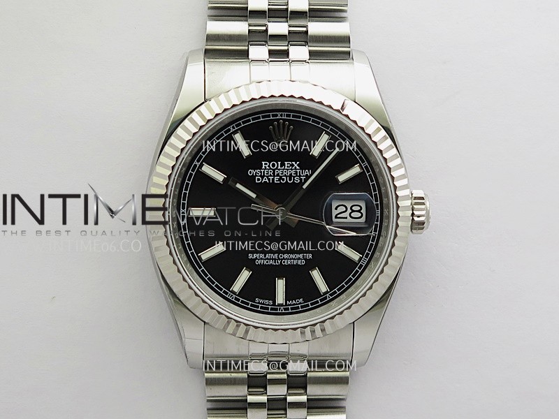DateJust 36mm 116234 904L SS JRF 1:1 Best Edition Black Dial Stick Markers On Jubilee Bracelet SH3135