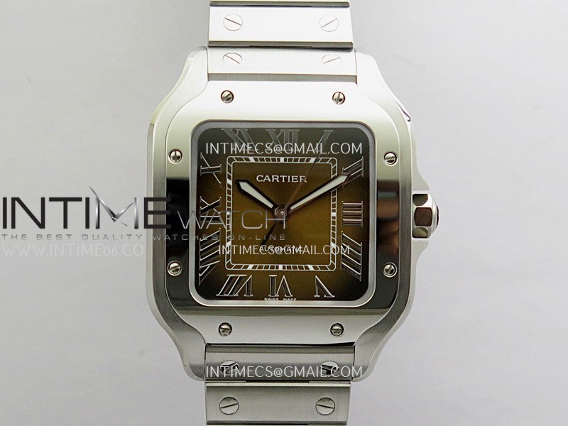 Santos de Cartier 35mm SS BVF 1:1 Best Edition Brown Dial on SS SmartLinks Bracelet 9015
