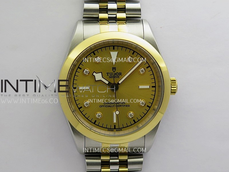 Black Bay 41mm SS/YG HTF 1:1 Best Edition Gold Dial Diamond Marker On SS/YG Jubilee Bracelet Asian 5601