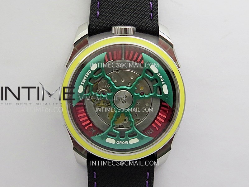 MB&F M.A.D.1.Red-Yellow SS K1F 1:1 Best Edition on Black Leather Strap Miyota 821A