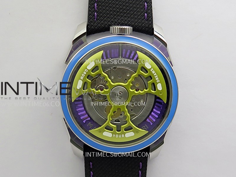 MB&F M.A.D.1.Purple-Blue SS K1F 1:1 Best Edition on Black Leather Strap Miyota 821A