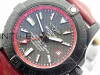 Avenger GMT DLC Black Stick Marker Textured Dial Red Inner Bezel on Leather strap A2836