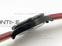 Avenger GMT DLC Black Stick Marker Textured Dial Red Inner Bezel on Leather strap A2836